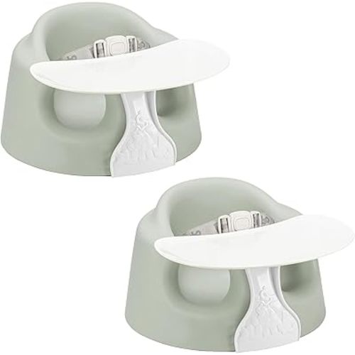 Bumbo Paquete de 2 asientos de piso ancho de espuma suave para bebés y bebés, con arnés ajustable de 3 puntos para edades de 3 a 12 meses, agave