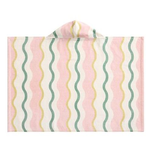 Wavy Stripe Baby Beach Hooded Towel , Pink