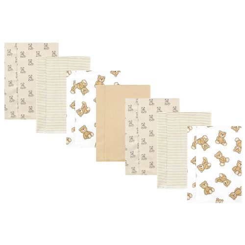 Hudson Baby Unisex Baby Cotton Flannel Burp Cloths, Teddy Bears 7 Pack, One Size