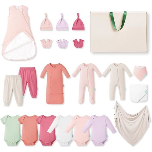 PurComfy Bamboo Newborn Clothes Gift Set: 21-Piece Baby Girl Layette Set, Infant Clothes Essentials — Everything Premium Set