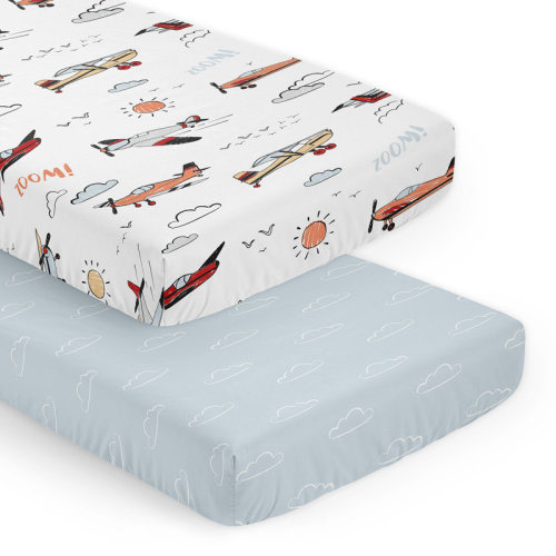 Sweet Jojo Designs Airplane Red and Blue 2 Pack Fitted Crib Sheet by Sweet Jojo Designs | Wayfair