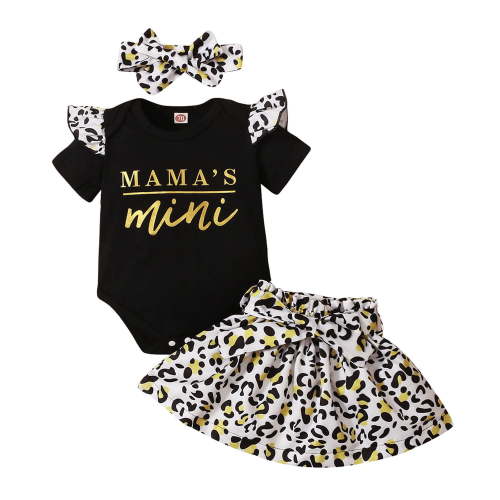 Dooleck Mamas Baby Girl Clothes Infant Ruffle Onesies Bodysuit Leopard Skirt Outfit
