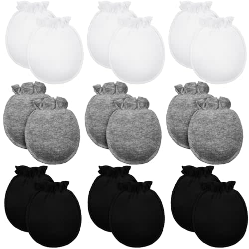9 Pairs Newborn Baby Boys Girls Mittens 0-6 Months Infant Toddler Mittens No Scratch Solid Color Gloves