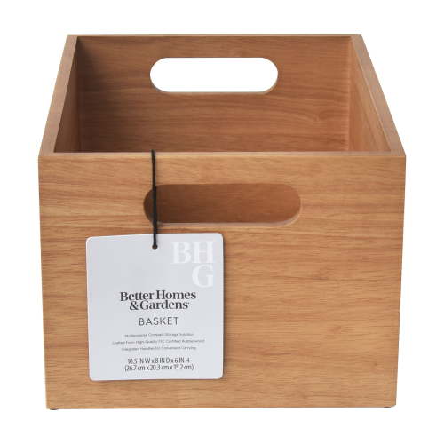 Better Homes & Gardens Light Honey Wood Grain Storage Basket with Sturdy Construction