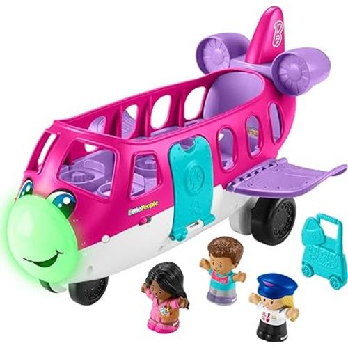Fisher-Price Little People Barbie Toddler Toy Little Dream Plane with Lights Music & Figures for Pretend Play Ages 18+ Months