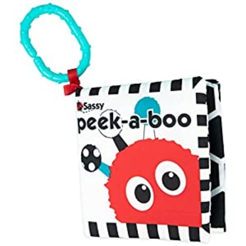 Amazon.com : Sassy Peek-a-Boo Activity Book with Attachable Link for On-The-Go Travel | Black & White | for Ages Newborn and Up : Toys & Games