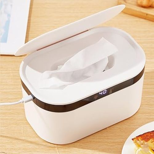 PandaEar Baby Wipe Warmer, Large Capacity Moist Wipe Dispenser with 5-Level Temperature Heating Control, Quiet & Even Heating, Diaper Wipe Warmer with Night Light