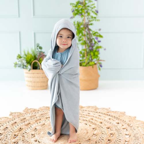 Hooded Infant Bath Towel in Fog | Bamboo Towel | Kyte Baby