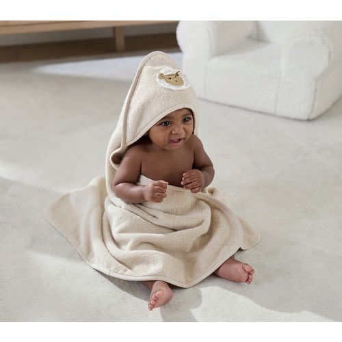 Super Soft Organic Cotton Crochet Sheep Hooded Towel