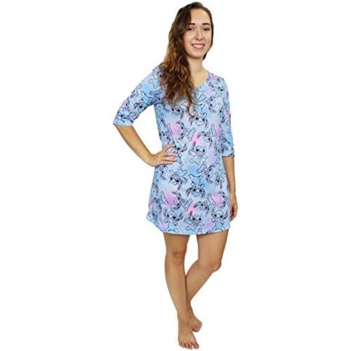 Disney Lilo & Stitch Women's 3/4 Sleeve Dorm Nightgown Pajamas