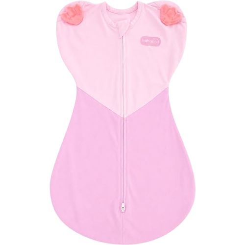 hahaland Transitional Swaddle Sack, Arms-Up Baby Swaddle with Soothing Toys