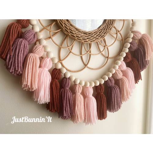 Blush and Mauve Boho Nursery Decor Girl, Pink and Purple Baby Shower Garland, Boho Wall Decor Bedroom, Light Pink Decor Tassel Garland