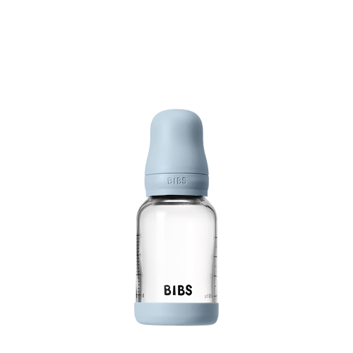 BIBS Baby Glass Bottle Set 4oz Silicone - Baby Blue | Anti-Colic – Bibsworld store US