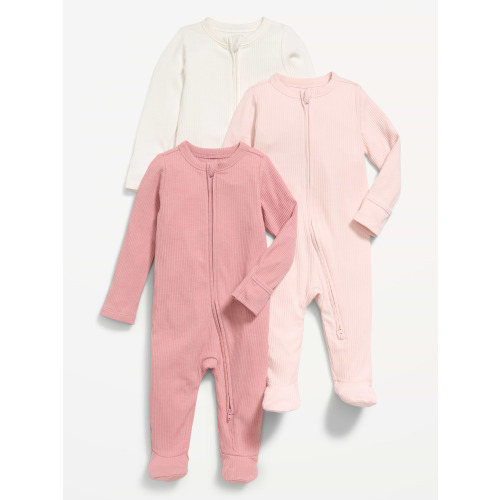 Ribbed 2-Way-Zip Sleep & Play Footed One-Piece 3-Pack for Baby | Old Navy