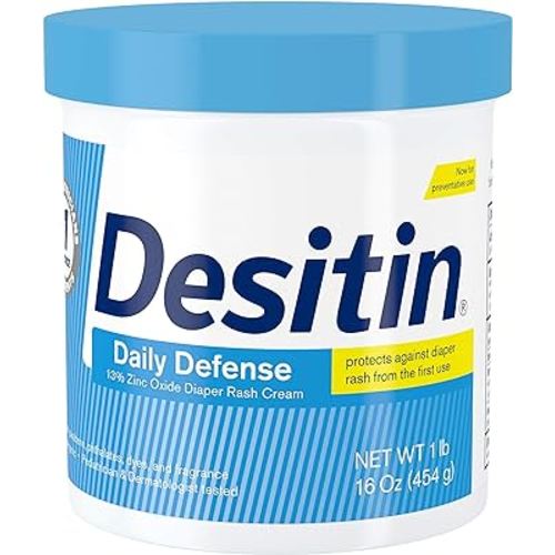 Desitin Daily Defense Baby Diaper Rash Cream with 13% Zinc Oxide, Barrier Cream to Treat, Relieve & Prevent Diaper Rash, Hypoallergenic, Dye-, Phthalate- & Paraben-Free, 16 oz