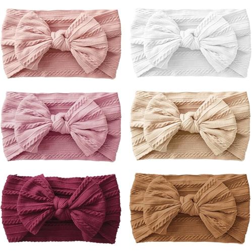6PCS Baby Headbands, Girls Headbands with Bows, Soft Stretchy Nylon Hair Bands Hair Accessories for Newborn Infant Toddler
