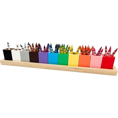 Montessori Crayon Holder for Kids - Craft Supply Organizer - Classroom Storage Caddy Case - Perfect for Colored Pencils [Crayons or Pencils NOT Included] (Large)