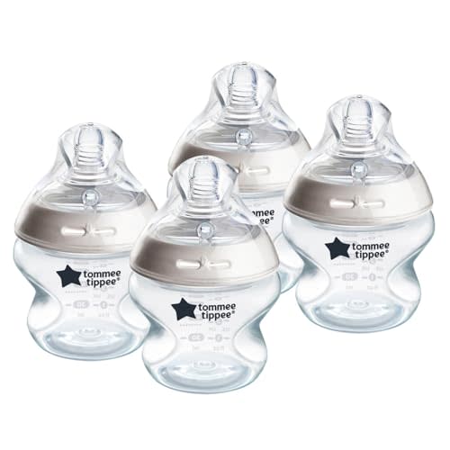 Tommee Tippee Natural Start Anti-Colic 5 oz BPA Free Baby Bottles, 0+ Months, Slow Flow Breast-Like Nipple, Self Sterilizing, Designed for Seamless Transition Between Bottle and Breast, Pack of 4