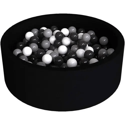 Wonder Space Deluxe Kids Round Ball Pit, Premium Handmade Kiddie Balls Pool, Soft Indoor Outdoor Nursery Baby Playpen, Ideal Gift Play Toy for Children Toddler Infant Boys and Girls (Black)
