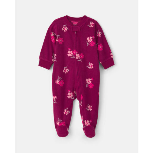 Baby Girl Floral Fleece 2-Way Zip Sleep & Play Pajamas - Purple | Carter's