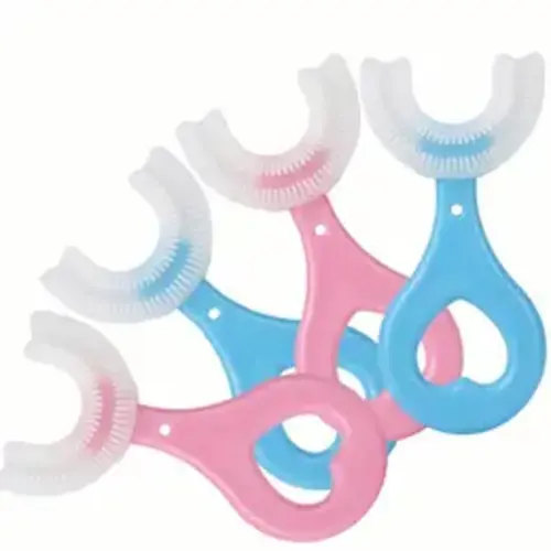 Kids' 4-Pack U-Shaped 3-Sided Unscented Soft Bristle Toothbrushes - 360° Whole Mouth Oral Care Supplies with Silicone Head & Handle, Toddler Gifts for Ages 3-6, Soft Bristle Toothbrush - TikTok Shop