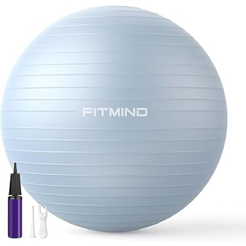 FITMIND_ Extra Thick Exercise Ball Yoga Ball 22in/26in/30in for Workout Pregnancy Stability,Anti-Burst and Slip Resistant Swiss Ball with Pump for Yoga, Pilates, Fitness,Birthing,Physical Therapy