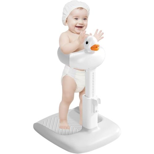Baby Shower Stand with Anti-slip Base, Adjustable Child Stand for Shower Infant Bath Support Stand Bath Stand for Toddlers 6-36 Months (Grey)
