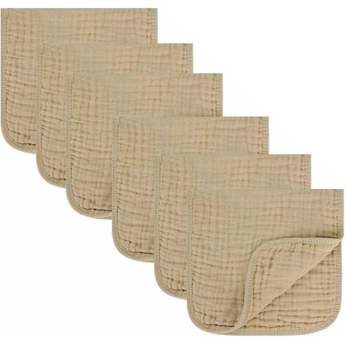 Baby Burp Cloth 100% Cotton Newborn Cotton Muslin Burp Cloth 10x20 inches (Apricot Color 6 Pieces)