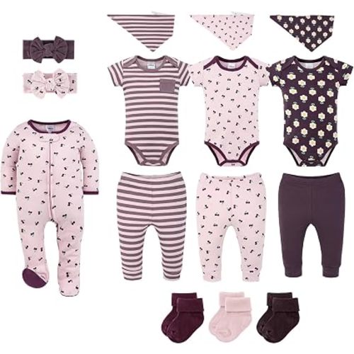 The Peanutshell 15pc Baby Clothes Set - Newborn, 3-6, 6-9 - Cherry Charm