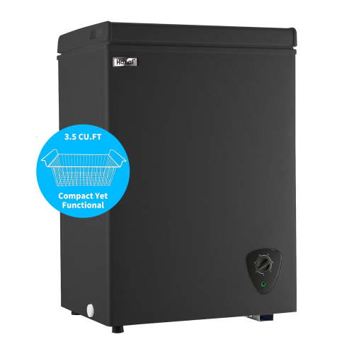 3.5 Cubic Chest Freezer, Compact Deep Freezer with Top Open Door and Removable Storage Basket, 7 Gears Temperature Control, Energy Saving, for Office Dorm or Apartment