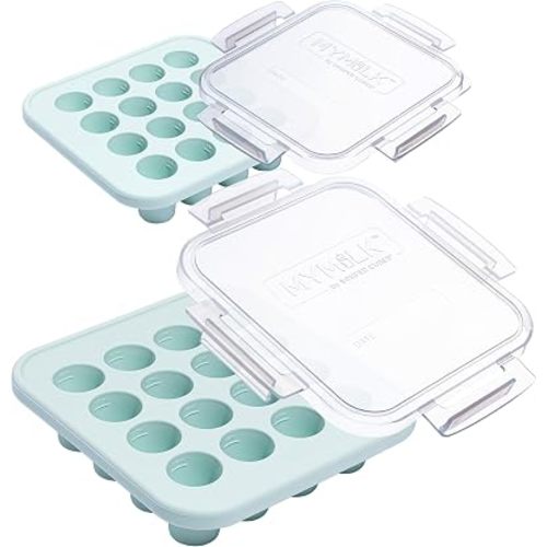 Souper Cubes My Milk Silicone Breast Milk Freezer Trays, Mint, 2-Pack