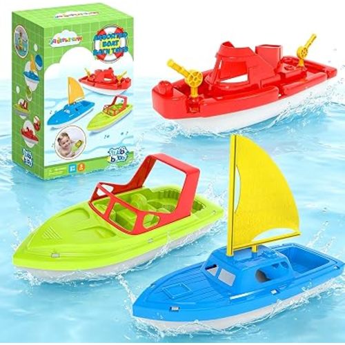 Toy Boat Fleet for Toddlers, Floating Water Play Boats for Pool, Bath & Beach, Colorful Boat Set for Kids Ages 3-5
