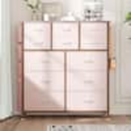 YOFE Pink Wood Top 12 Drawer 38.9 in. W Chest of Drawers Storage Cabinet Dresser Organizer Unit with Side Pockets and Hooks 1CXX1vFEXDH001PKvS5A0-Dresser01