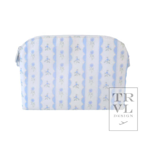 TRVL Cosmetic Goodie Bag- NEW Ribbon Blue Floral