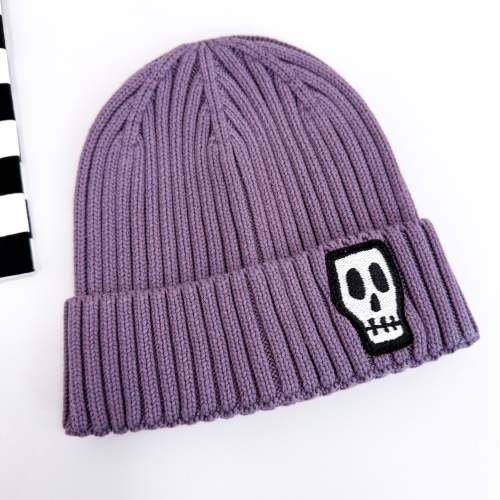 Kids Knitted Cotton Beanie with Skull Logo - Not So Basic Basics – Skeletots