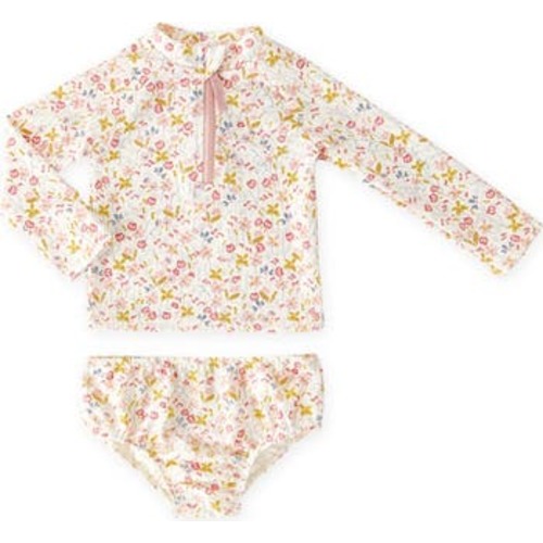 Floral Print Two-Piece Rashguard Swimsuit, 0-6M