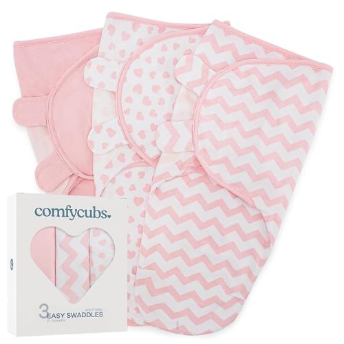 Comfy Cubs Easy Swaddle Blanket, 3 Pk Small - Baby Blanket Swaddle, Pink