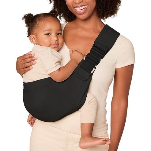 Ergobaby Upsie Sling Baby Carrier for Babies and Toddlers 6-48 Months (17-45 lbs) - 2-Position Ergonomic Baby Carrier with Front Storage Pocket, Hip-Healthy Positioning - Onyx Black
