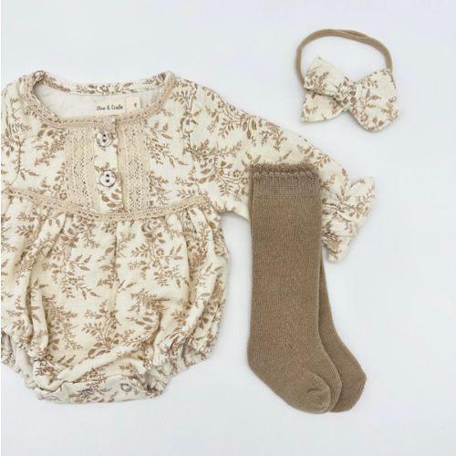 Elodie Long Sleeve Romper Set – Olive and Cradle