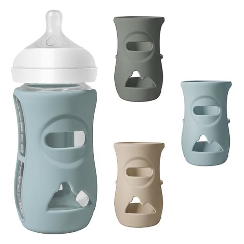 Joxodak 3 Pack Silicone Sleeves for Philips Avent Natural Bottle, Food Grade Silicone Anti Breakage Baby Bottles Holder, Compatible with Philips Avent Glass Natural Baby Bottle 8oz