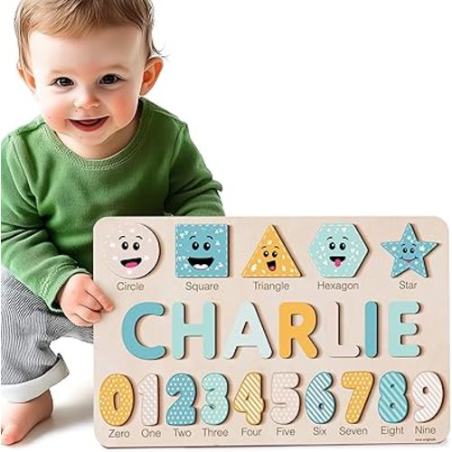 Personalized Gift for Baby, Wooden Montessori Toy, Educational Toy for Toddler, Name Puzzle for Kids, Nursery Toys