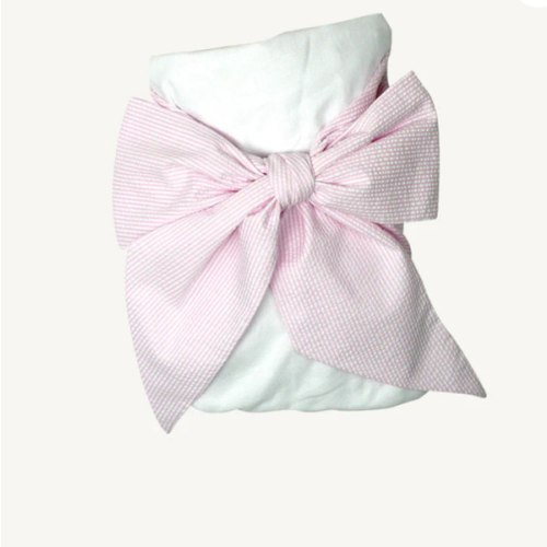 T.B.B.C. Bow Swaddle ® - Pink Savannah Seersucker