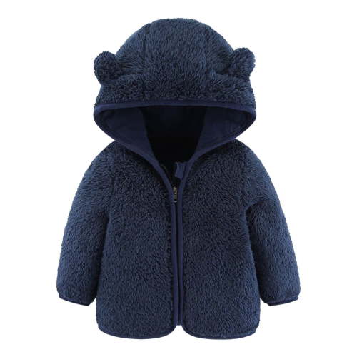 skpabo Toddler Girls Boys Cute Fleece Jacket Bear Ear Hoodie Sweater Zip Up Teddy Fuzzy Warm Coat Infant Baby Winter Outwear Clothes Navy 6-12 Months