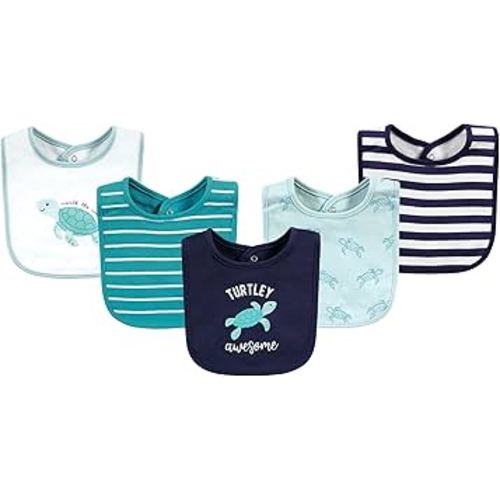 Hudson Baby Unisex Baby Cotton Bibs, Sea Turtle, One Size