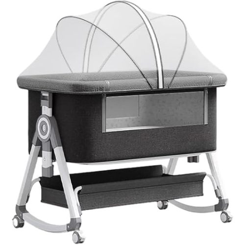 Baby Bassinet,3 in 1 Baby Bassinets Bedside Sleeper with Wheels and Mosquito Net,Bedside Bassinet for Baby with Comfy Mattress, Mattress&Breathable Mesh,Storage Basket