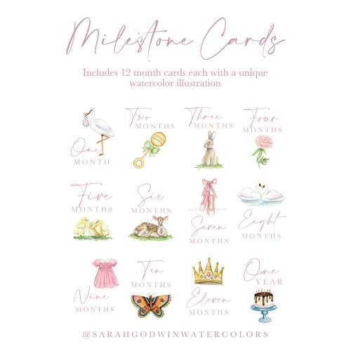 Girl Milestone Cards | Sarah Godwin Watercolors