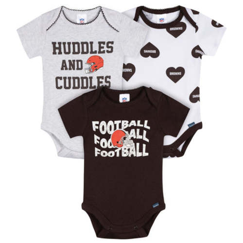 3-Pack Baby Girls Cleveland Browns Short Sleeve Bodysuits