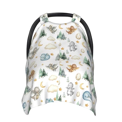Dragon Baby Car Seat Canopy Cover for Infants & Toddlers, Opening with Adjustable Strap, Nursing Cover & Stroller Blanket, Dragon Baby Stuff