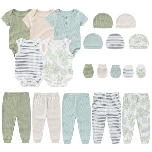 MAMIMAKA Newborn Layette Gift Set 20-Piece Cotton Baby Boy Girl Clothes Essentials and Accessories
