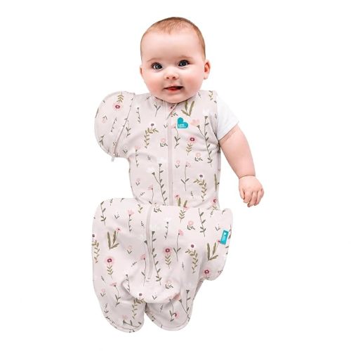 Love to Dream Swaddle Up Transition Swaddle, 1.0 TOG, Patented Zip-Off Wings, Gently Help Baby Transition from Being Swaddled to Arms Free When Showing Signs of Rolling, 13-19 lbs, Mini Posy